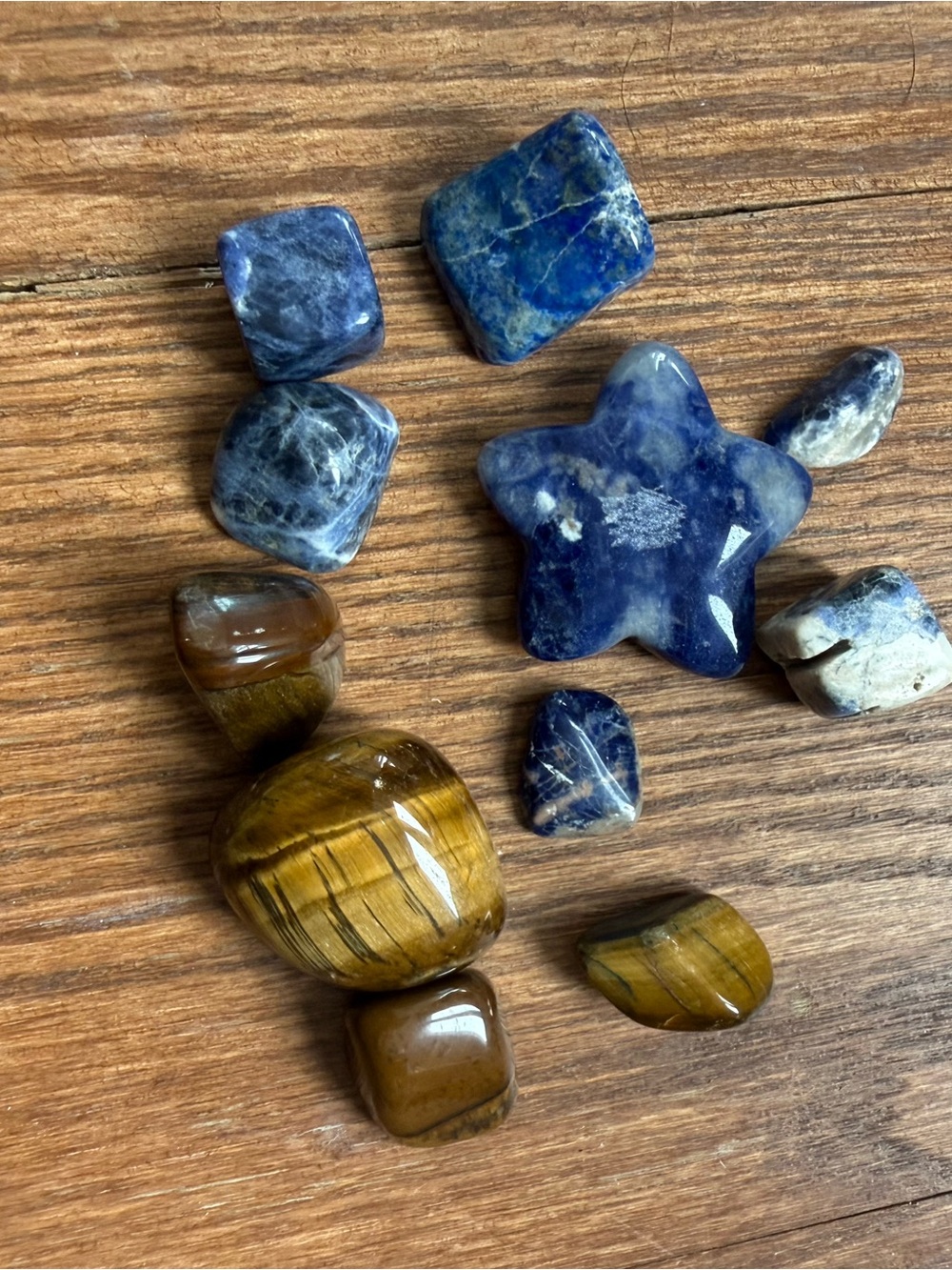 Natural crystal stone bundle - tigers eye, sodalite & lapis lazuli